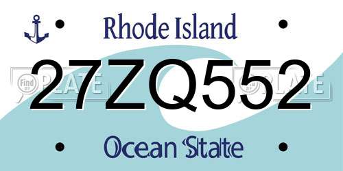 27ZQ552 Rhode Island License Plate