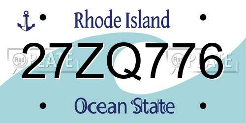 27ZQ776 Rhode Island License Plate
