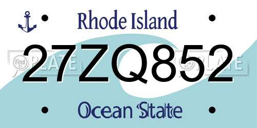 27ZQ852 Rhode Island License Plate