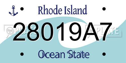 28019A7 Rhode Island License Plate