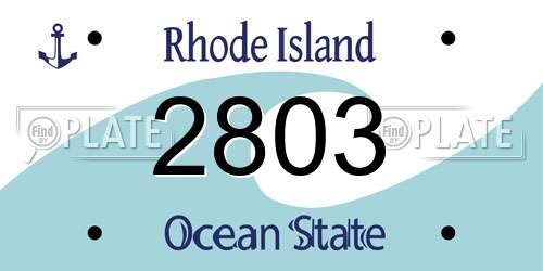 2803 Rhode Island License Plate