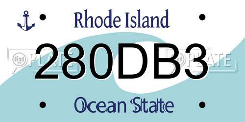 280DB3 Rhode Island License Plate