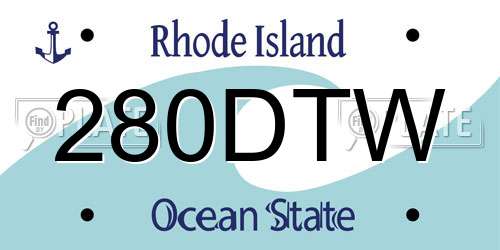 280DTW Rhode Island License Plate