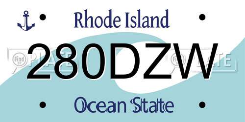 280DZW Rhode Island License Plate