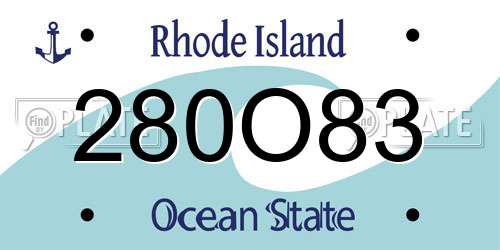 280O83 Rhode Island License Plate