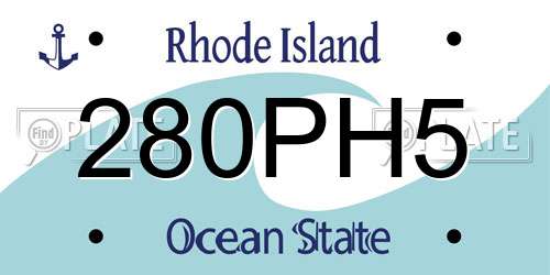 280PH5 Rhode Island License Plate
