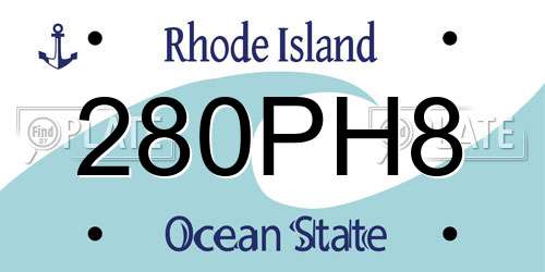 280PH8 Rhode Island License Plate