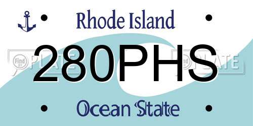 280PHS Rhode Island License Plate