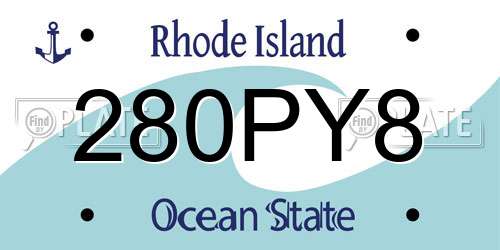280PY8 Rhode Island License Plate