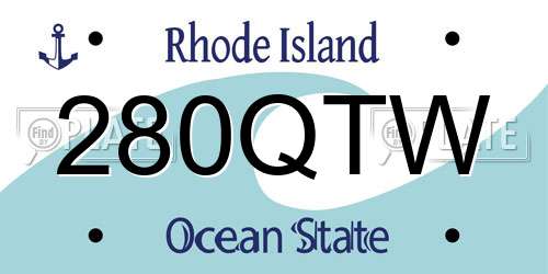 280QTW Rhode Island License Plate