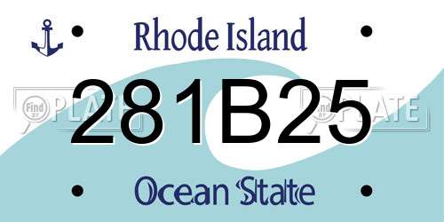 281B25 Rhode Island License Plate