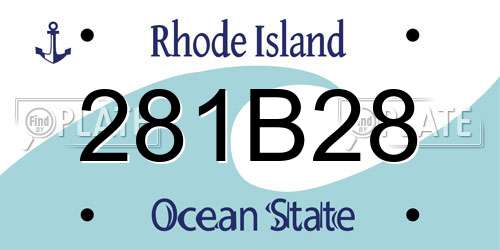 281B28 Rhode Island License Plate
