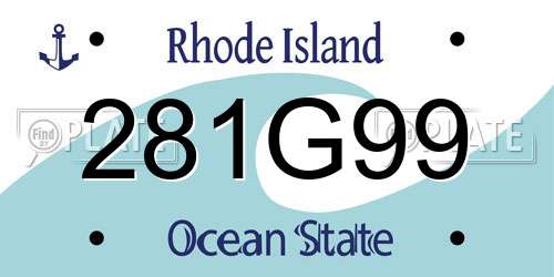 281G99 Rhode Island License Plate