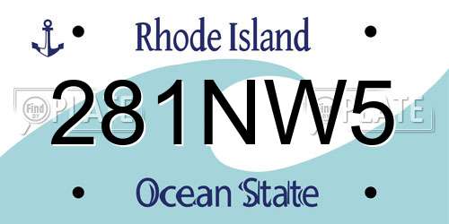 281NW5 Rhode Island License Plate