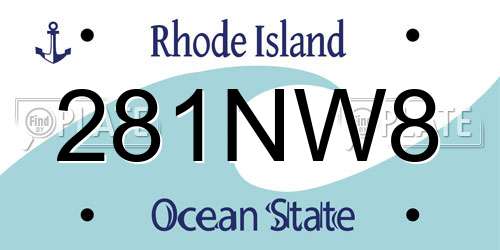 281NW8 Rhode Island License Plate