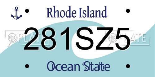 281SZ5 Rhode Island License Plate