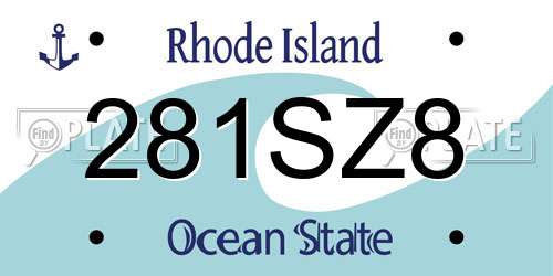 281SZ8 Rhode Island License Plate