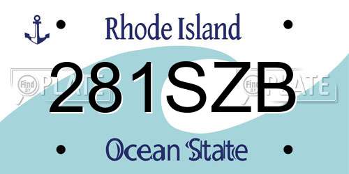 281SZB Rhode Island License Plate