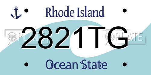 2821TG Rhode Island License Plate