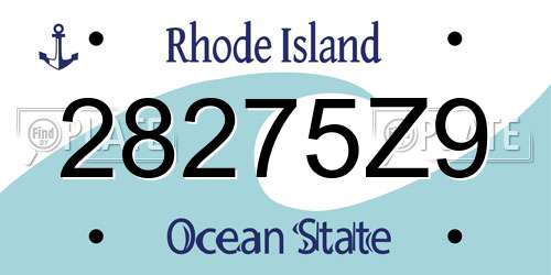 28275Z9 Rhode Island License Plate