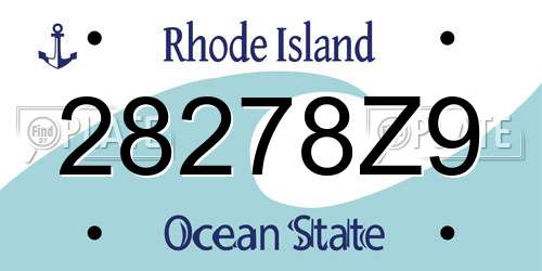 28278Z9 Rhode Island License Plate