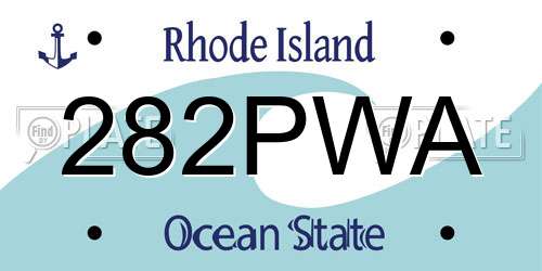 282PWA Rhode Island License Plate
