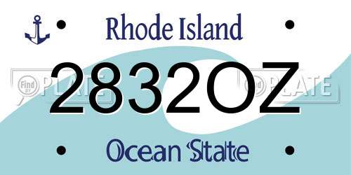 2832OZ Rhode Island License Plate