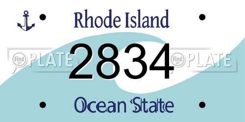 2834 Rhode Island License Plate