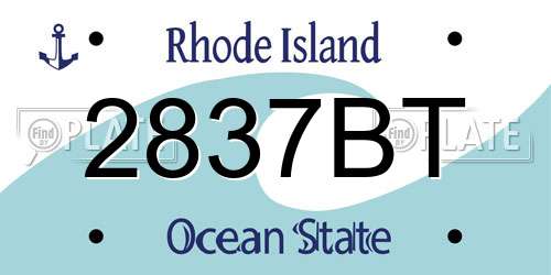 2837BT Rhode Island License Plate