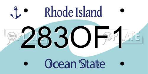 283OF1 Rhode Island License Plate