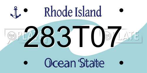 283T07 Rhode Island License Plate