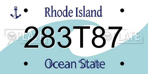 283T87 Rhode Island License Plate