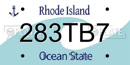 283TB7 Rhode Island License Plate