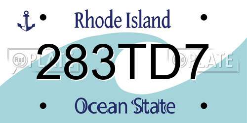 283TD7 Rhode Island License Plate