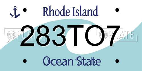 283TO7 Rhode Island License Plate