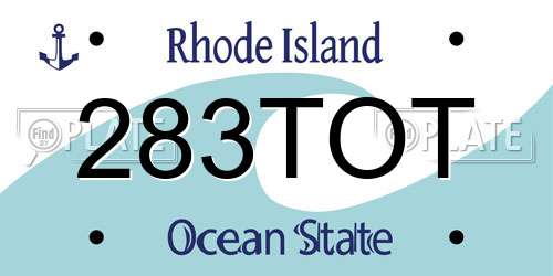 283TOT Rhode Island License Plate