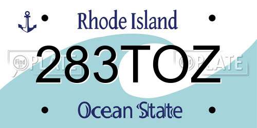 283TOZ Rhode Island License Plate