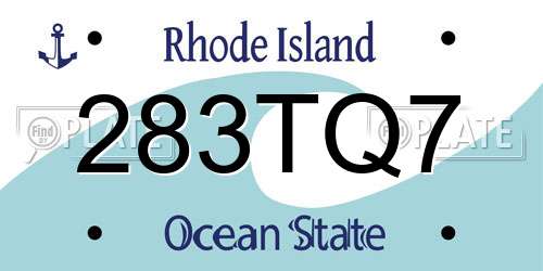 283TQ7 Rhode Island License Plate