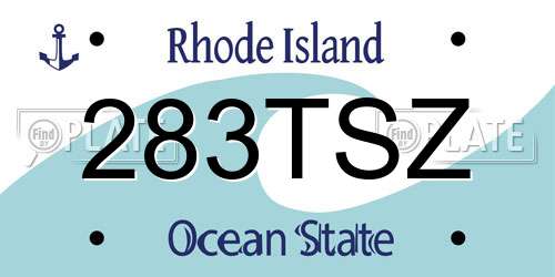 283TSZ Rhode Island License Plate