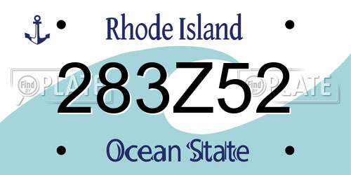 283Z52 Rhode Island License Plate