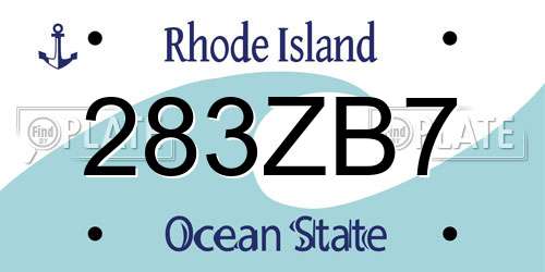 283ZB7 Rhode Island License Plate