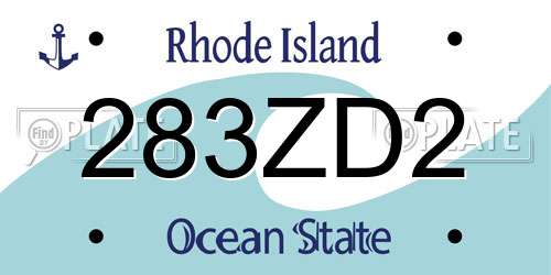 283ZD2 Rhode Island License Plate