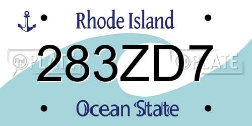 283ZD7 Rhode Island License Plate