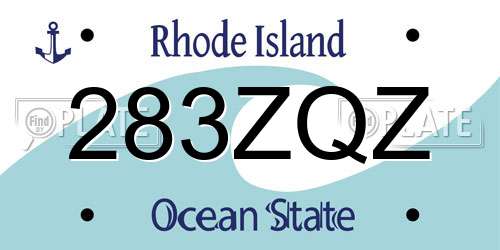 283ZQZ Rhode Island License Plate