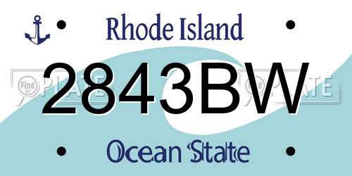 2843BW Rhode Island License Plate