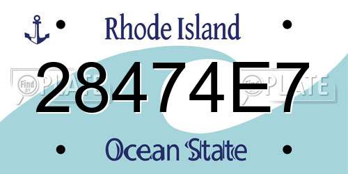 28474E7 Rhode Island License Plate