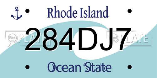 284DJ7 Rhode Island License Plate