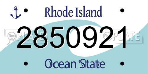 2850921 Rhode Island License Plate