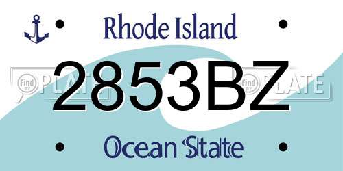 2853BZ Rhode Island License Plate