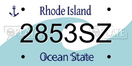2853SZ Rhode Island License Plate
